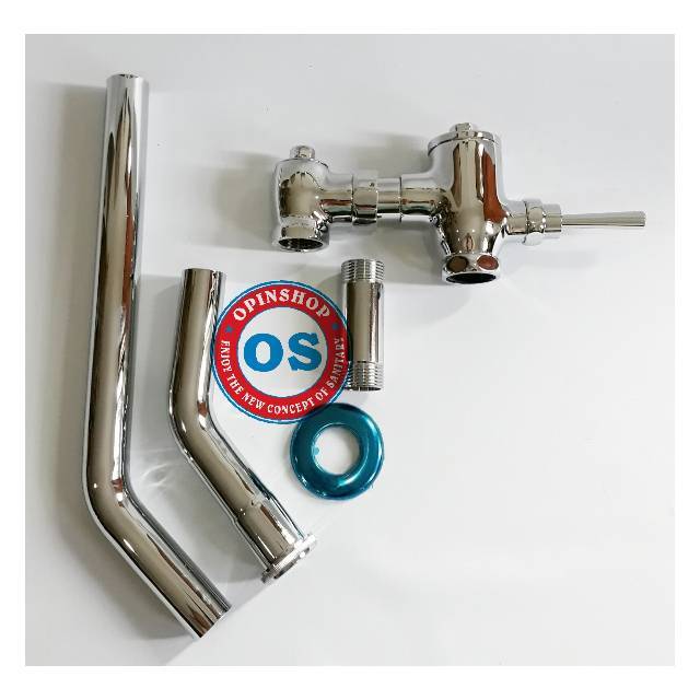 kran air push valve buat kloset jongkok plus komplit pipa stenlis steel tebal