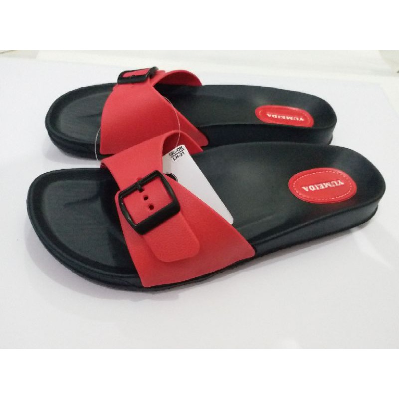 ORIGINAL. Sandal slop gesper wanita YUMEIDA LD 9061 L Size 37-41-Merah