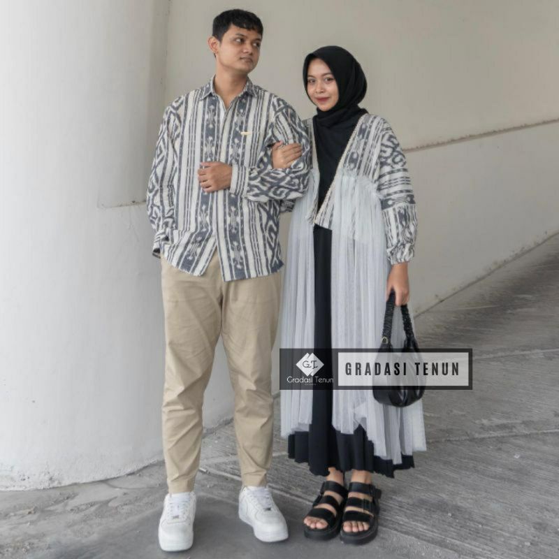 Baju Set Couple Tenun Pria Wanita Etnik Troso Jepara - Baju Couple Prewedding - Baju Couple Tenun