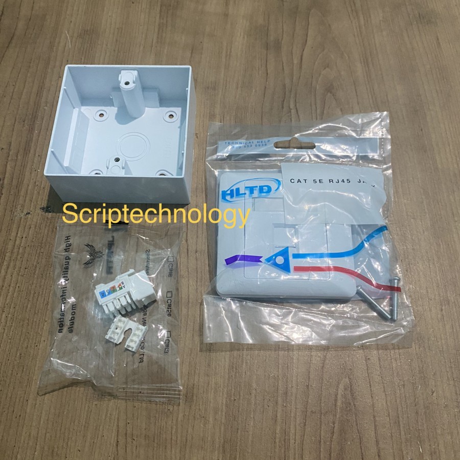 Wall Port Rj45 Face plate rj45 + Modular Cat6 + Box Paket 1 Set