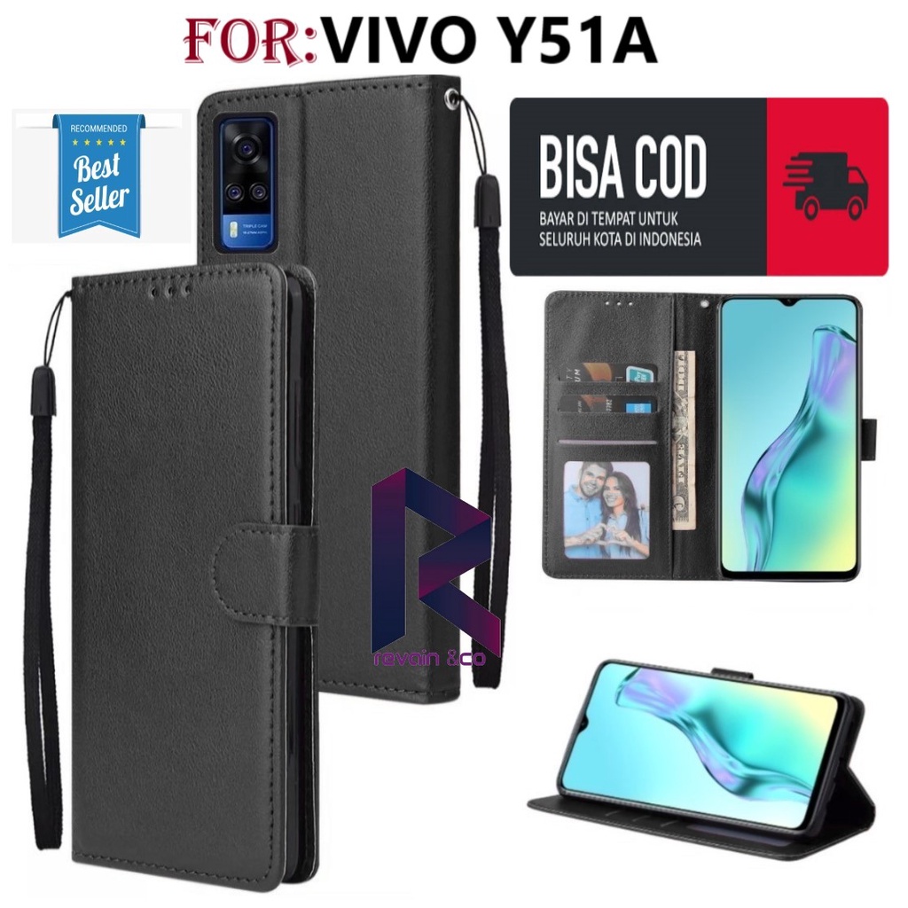 FLIP COVER VIVO Y51A CASING DOMPET FLIP WALLET LEATHER KULIT PREMIUM SARUNG BUKA TUTUP FLIP CASE VIVO Y51A