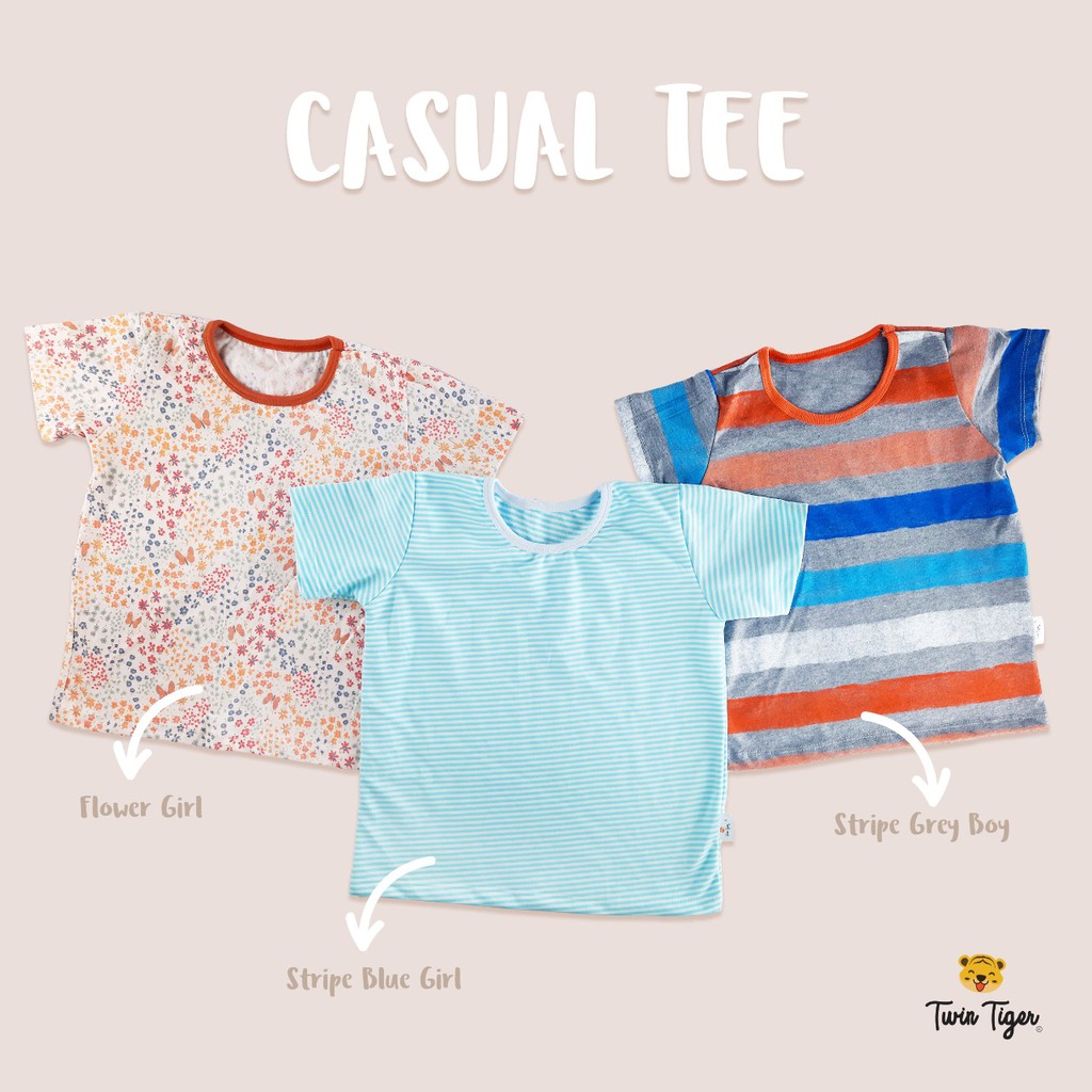 PROMO 7.7 TWIN TIGER CASUAL TEE CASUAL SHORT KAOS ANAK CELANA PENDEK ANAK