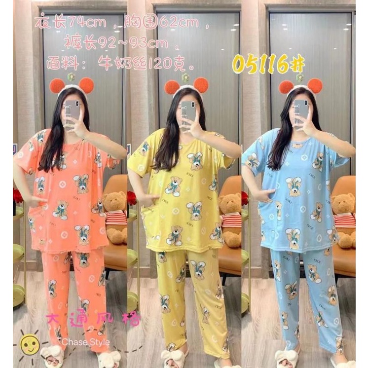 Baju tidur wanita import/Piyama wanita super jumbo 6XL/Setelan baju tidur ibu hamil 100Kg+