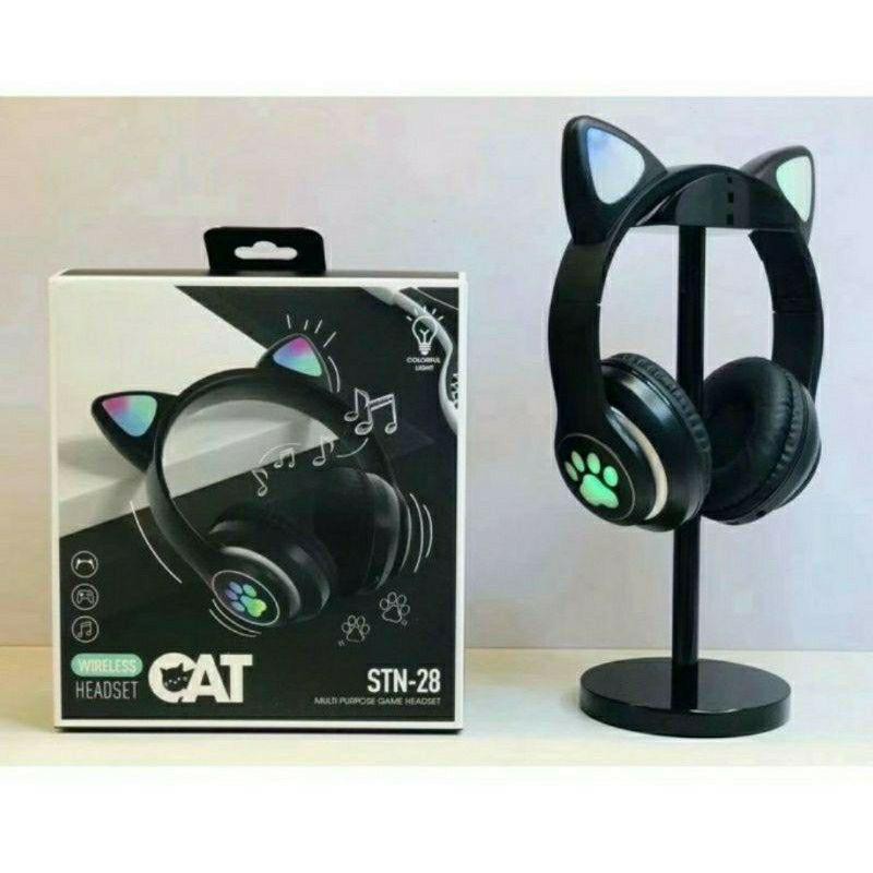 Headphone Bluetooth Cat Ear/Telinga Kucing STN-28 Stereo Bass Wireless Headset