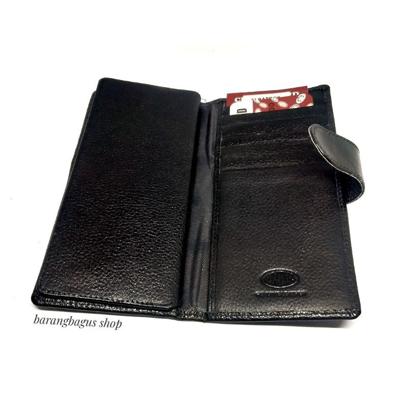 Dompet Panjang Kulit asli Pria wanita Import brand ALBATROS model kancing memiliki banyak slot kartu