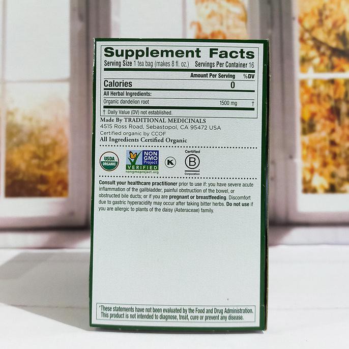 

TRADITIONAL MEDICINALS ORGANIC ROASTED DANDELION ROOT ISI 16 TEA BAGS