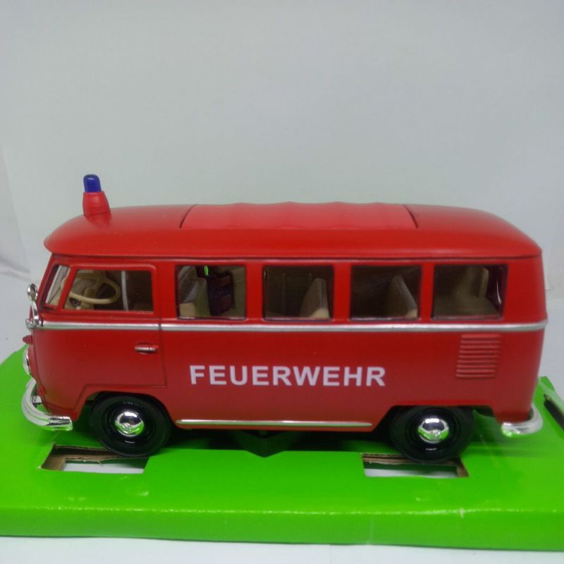 diecast miniatur mobil vw volkswagen 1:24 pemadam kombi bus jadul