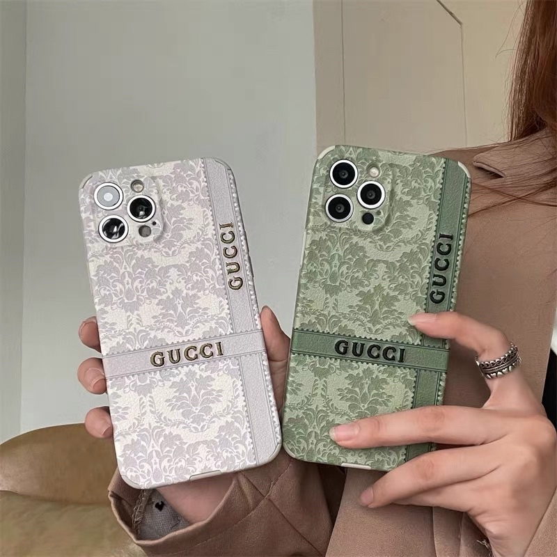 Green &amp; Grey G*cci Branded Leather Softcase for iphone XS XS Max XR 11 Pro Max 12 Pro Max 13 Pro Max