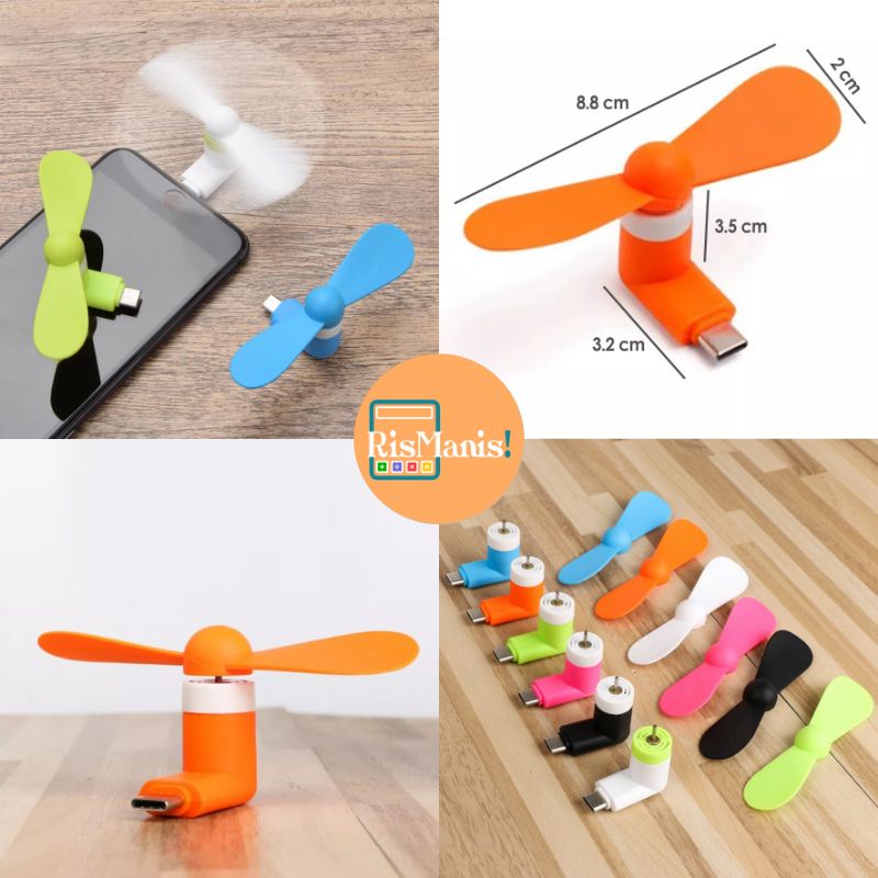 MICRO USB PORTABLE COOLER - Kipas Angin Kecil Khusus HP Support OTG Mini Fan Lucu Handphone Android