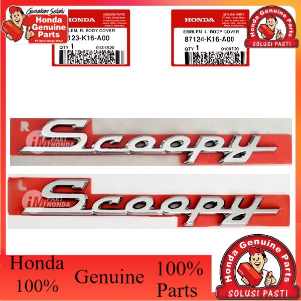 MURAH emblem scoopy fi 1 set 2012 - 2016 kanan kiri 87123-K16-A00 87124-K16-A00