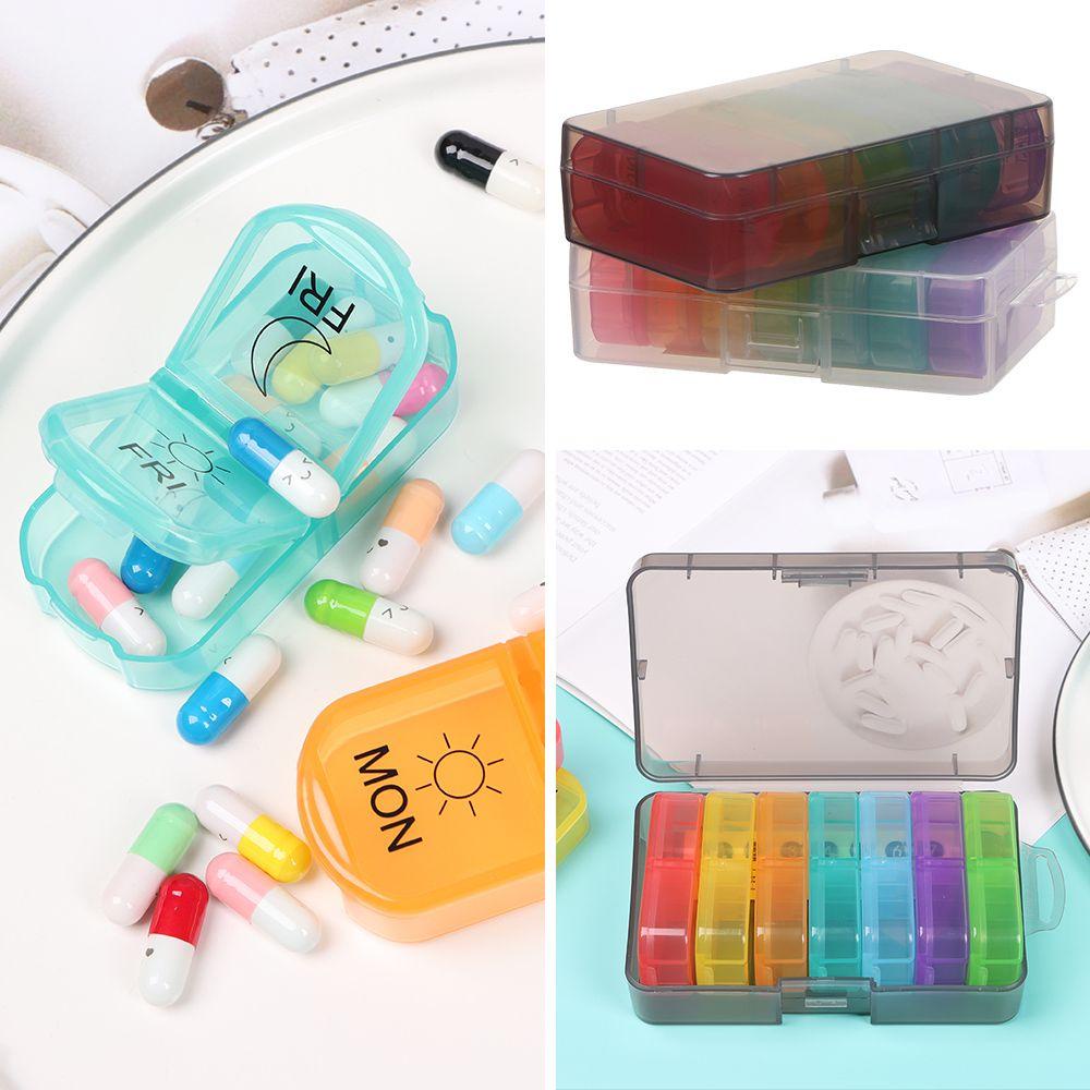 Preva Pill Box Plastik Warna Pelangi Dispenser Obat Kapasitas Besar Warna Pelangi