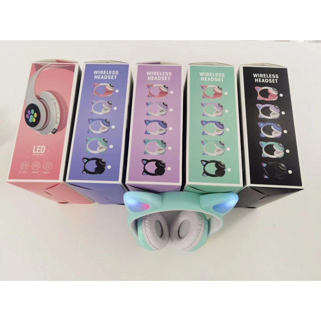 Cat Ear Headphone Wireless LED STN-28 Colorful Earphone Bass Gaming Bluetooth 5.0