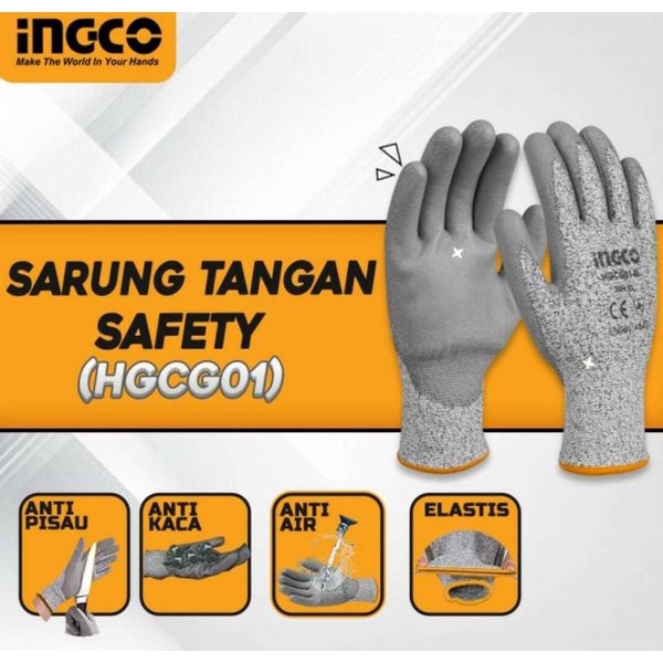 Jual Sarung Tangan Safety Anti Sayat INGCO HGCG01-XL Pelindung Proteksi ...