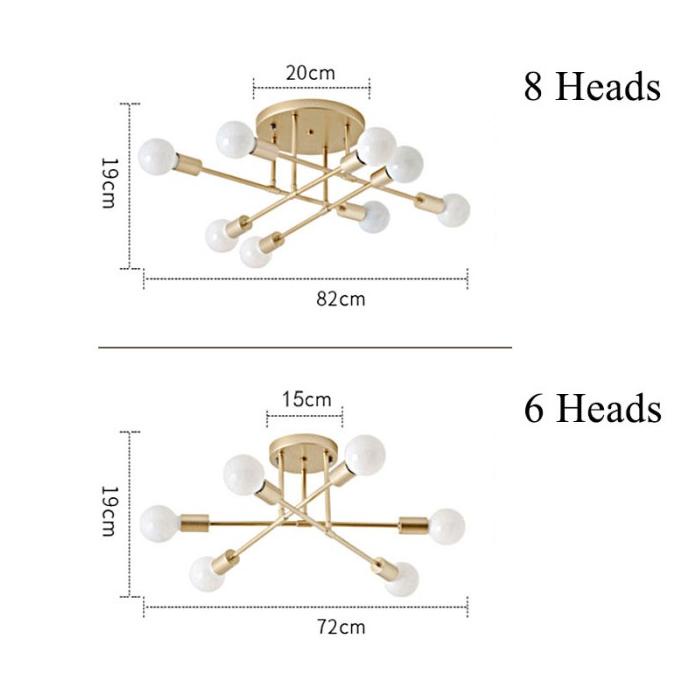 Lampu Gantung 6  Led E27 Industrial Bahan Besi Untuk Plafon Ruang Tamu Modern minimalist chandelier (Bohlam tidak termasuk)