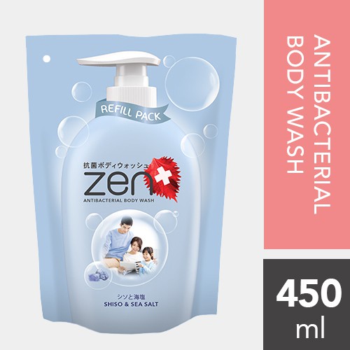 Zen Antibacterial Sabun Cair Biru Shiso & Seasalt Refill 450ml