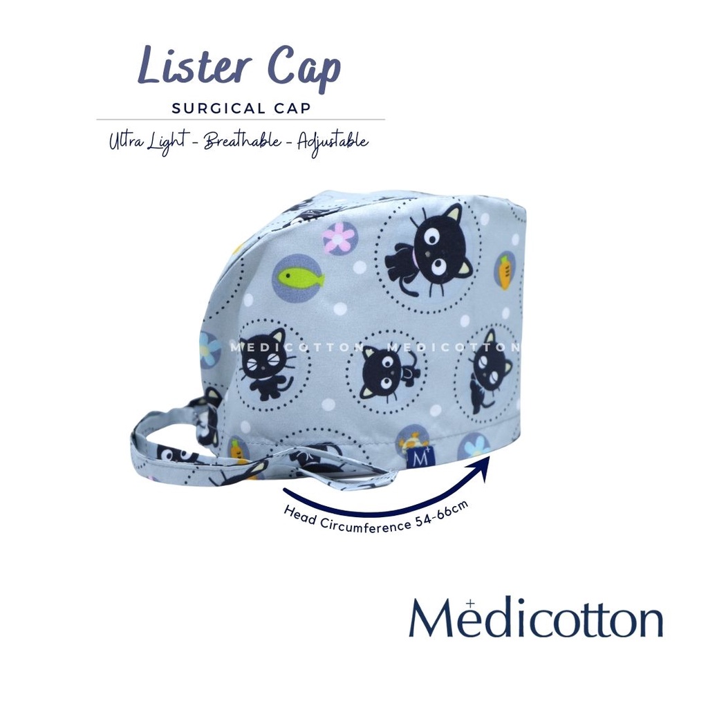 MEDICOTTON - Surgical Head Cap Topi Bedah Medis - Motif Cat