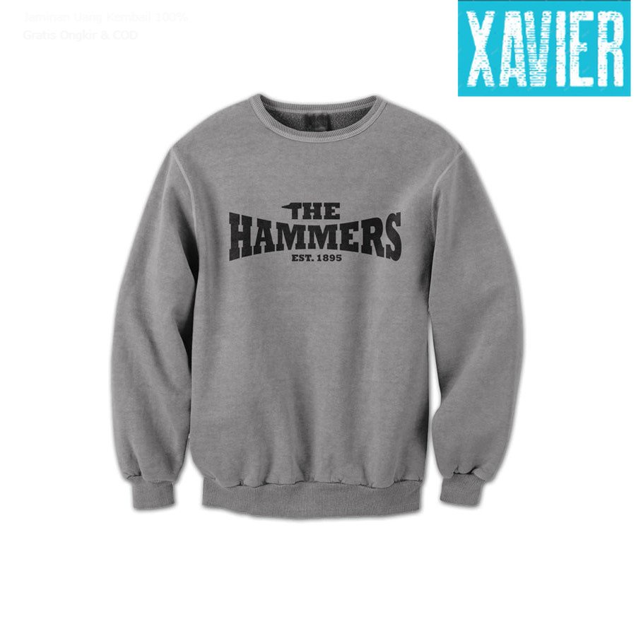 Jaket Sweater CREWNECK Distro The Hammers Est 1895 Westham United WEST HAM polos custom indonesia
