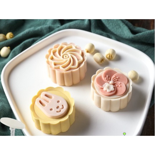 Cetakan Kue Bulan Mooncake Press 3 Set Mold 50gr Cetakan Mix Type 020