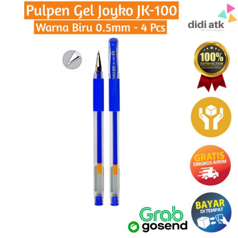 

(4Pcs) Pulpen Gel Joyko JK-100 Biru