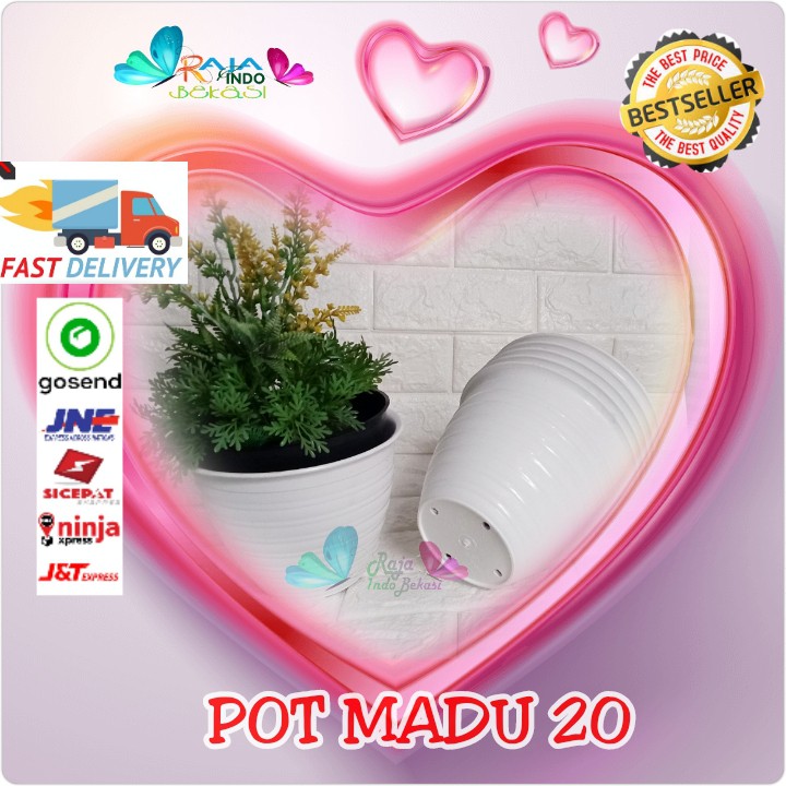 POT TAWON 18 / MDN 18 CM PUTIH / POT MADU 20 - TAWON POT 17 PLASTIK VAS POT BUNGA ARTIFICIAL  MURAH