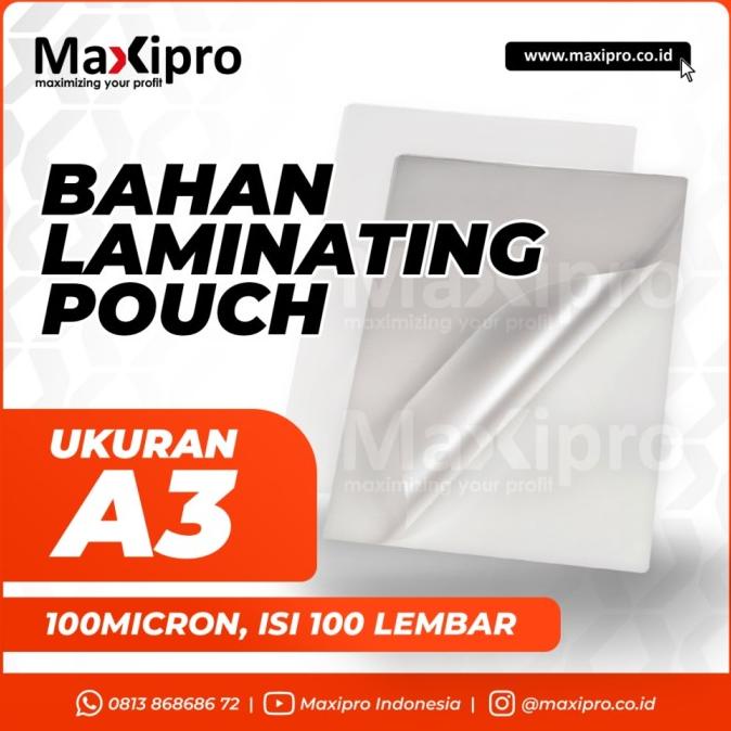 

Bahan Laminating Pouch Maxipro - Isi 100pcs Ukuran A4, F4, A3
