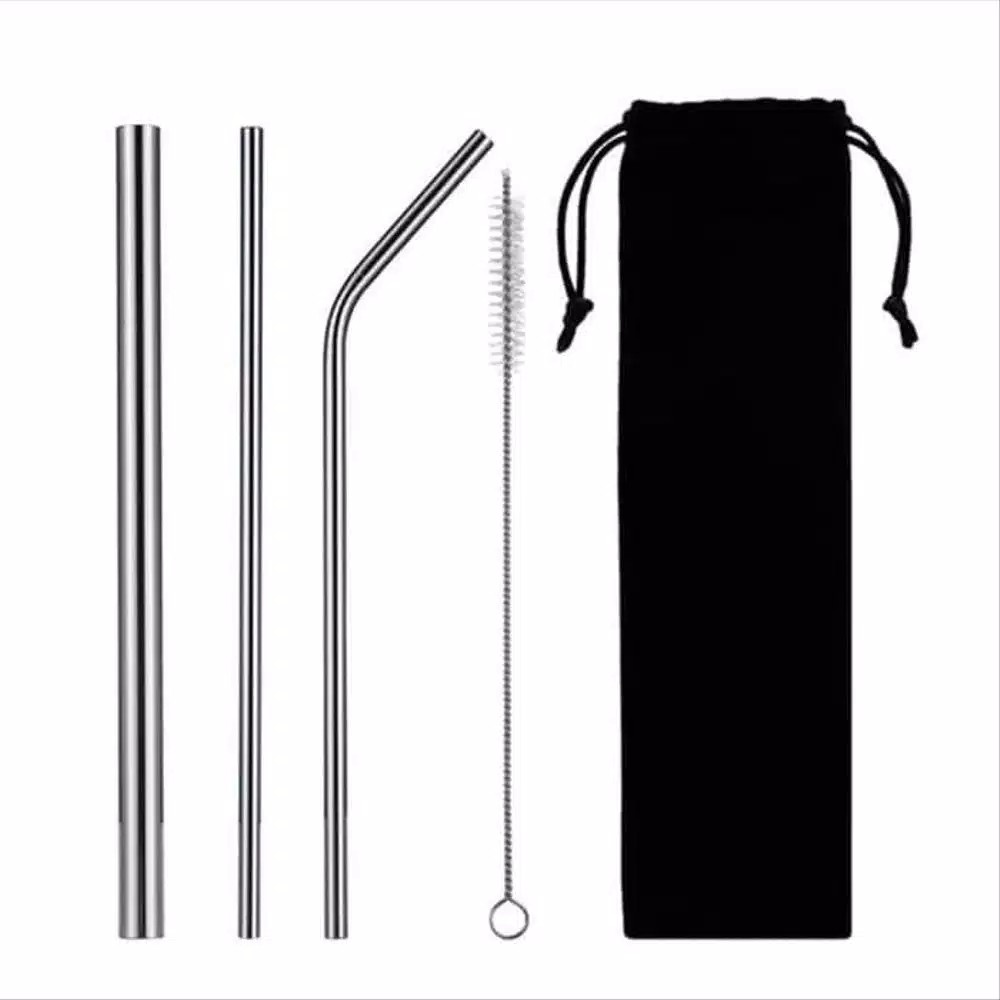 READY 5in1 Sedotan Stainless Steel Reusable Straw - Set 5 pcs sedotan - Sedotan Stainless set 5in1