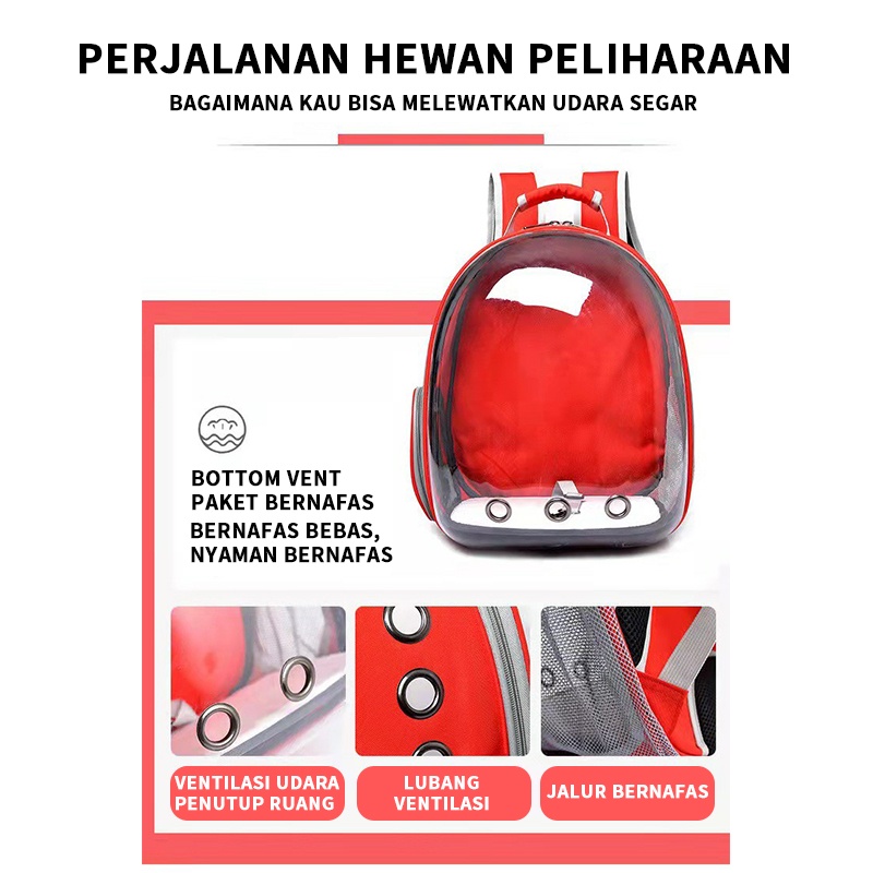 Pet Cargo Tas Astronot Kucing Anjing | Tas Transparan  | Tas Anjing Kucing Murah | Tas Ransel Hewan atau Travel Bag Nyaman dan Anti Air Cat Bag Pet Bag