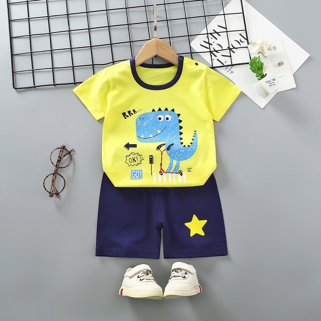 Setelan kaos baju anak boy girl import halus adem 1- 5 tahun