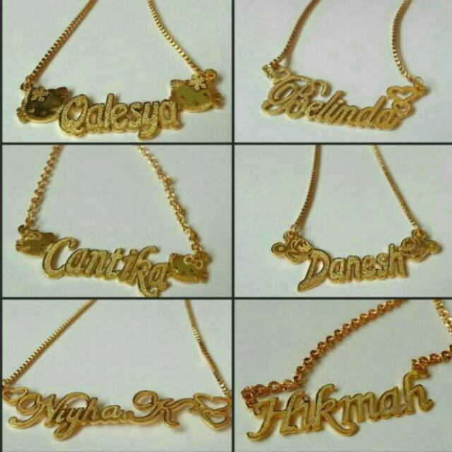 Kalung nama lapis mas grafir aneka model