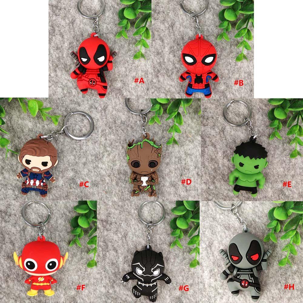 AUGUSTINA Deadpool Gantungan Kunci Deadpool Kartun Anak Hadiah Animasi Peripheral Anime Mainan Spider Man Action Figure Tree Man Key Ring