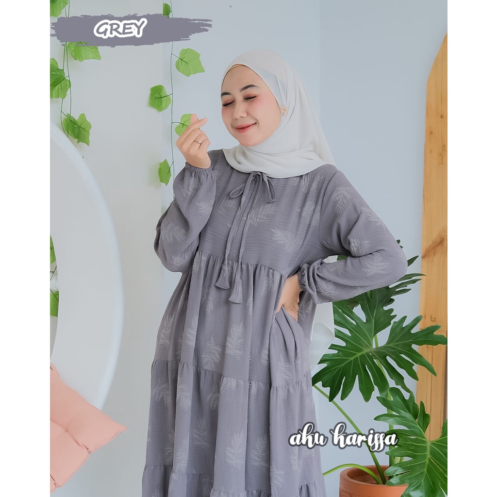 Midi dress nesya kringkel original by aku karissa cringkel pom pom terbaru baju muslim lucu modis terbaru muslimah fashion ootd kondangan hangout remaja kondangan