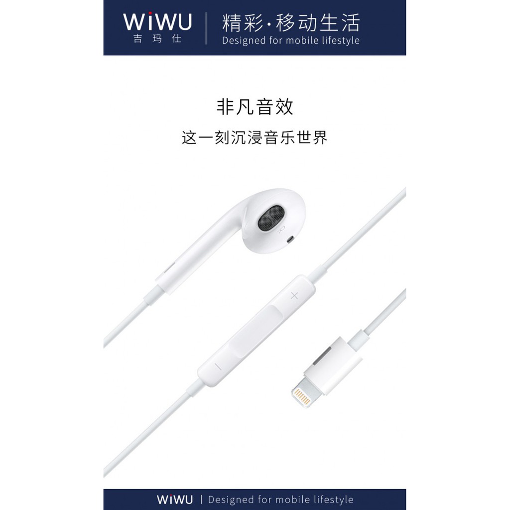 Original WIWU EB01 - Earbuds Earpods Lighting with Charging Function