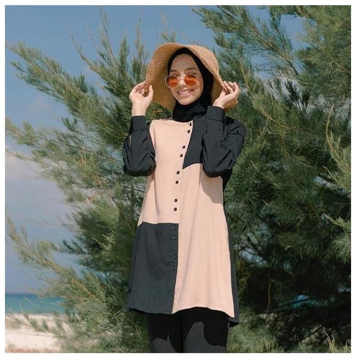 DIana tunik/tunik two tone/tunik casual wanita fashion remaja