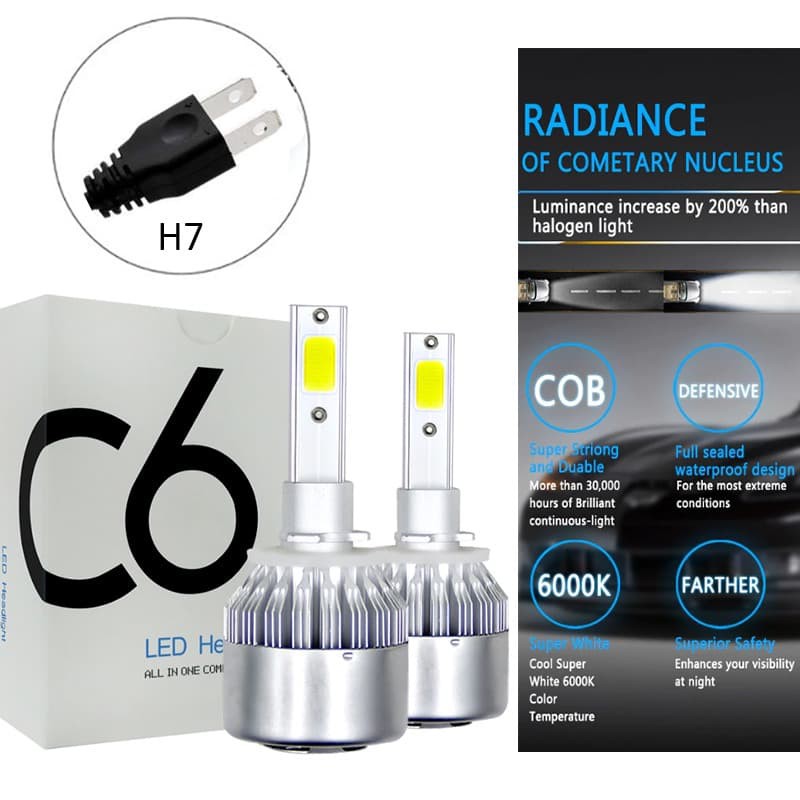 LAMPU C6 LED 36W MOBIL COB CHIPS SOCKET H7