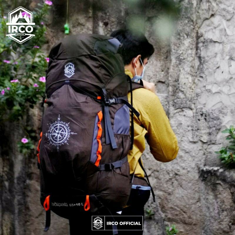 HOT PROMO TAS CARRIER ADIPATI 65+10L WATERREPELLENT IRCO OFFICIAL NEW TAS GUNUNG OUTDOOR ORIGINAL