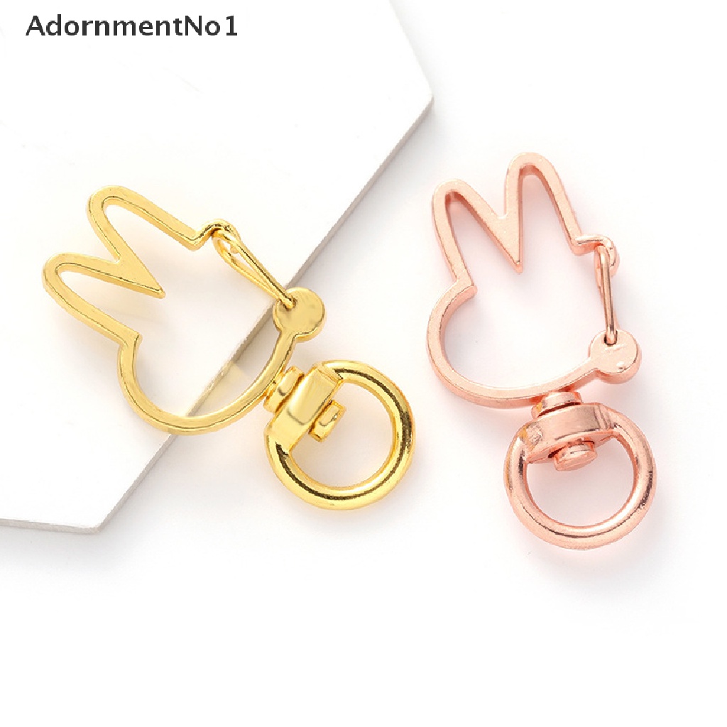 (AdornmentNo1) 10pcs / Set Gantungan Kunci Bentuk Kelinci Aksen Hollow Untuk Aksesoris DIY