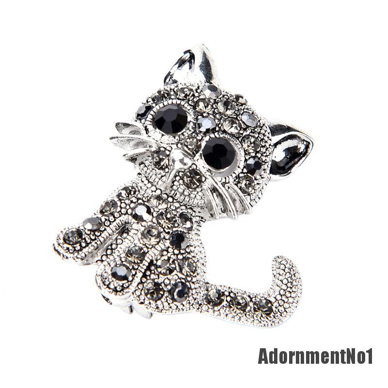 (Adornmentno1) Adornmentno1 Bros Pin Antik Bentuk Kucing Kecil Lapis Silver Untuk Wanita