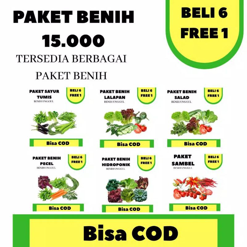 Benih Sayuran Sayur Cabai Tomat Seledri Paket Benih Hemat