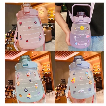 UG Botol Minum 1.3 Liter Botol Minum Viral Botol 2000ml Pelangi Botol Minum Motivasi FREE 2D&amp;3D STICKER