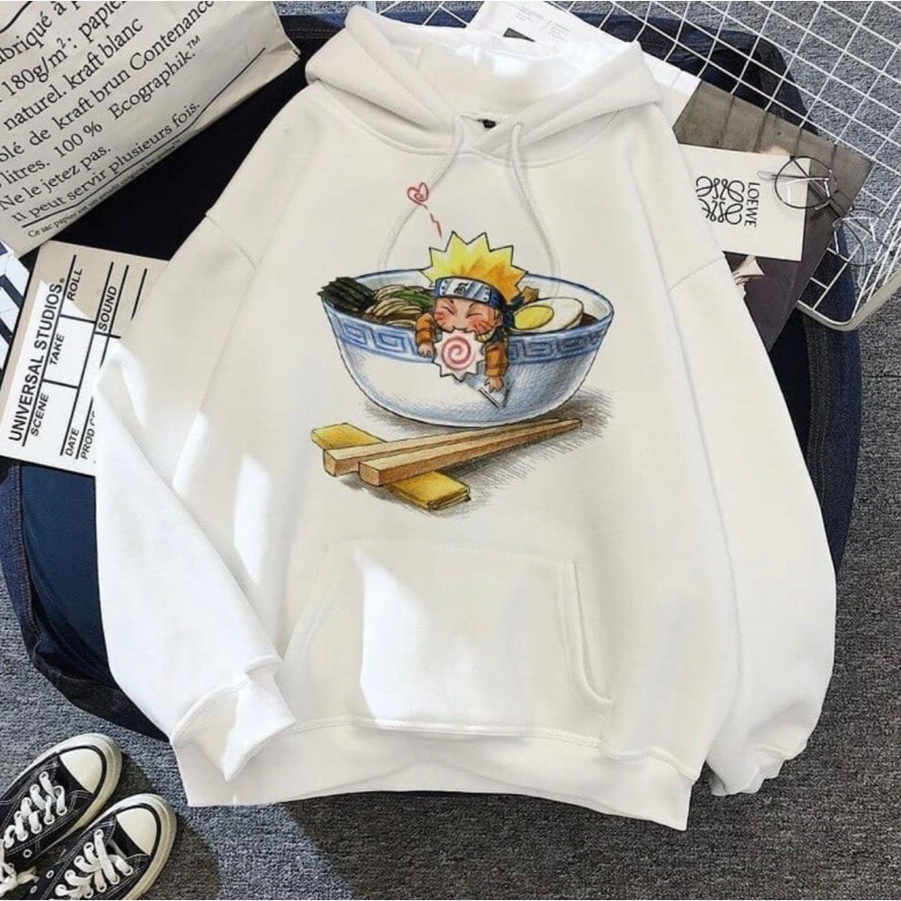 sweater cowok | NARUTO DAN RAMEN | sweater hoodie bahan flece tebal | hoodie Couple anime cowok Cewe