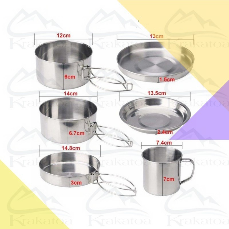 【COD】 Portable Stainless 8 in 1 Nesting Cooking Set + Cangkir` Alat Masak Portabel Masakan` Gelas