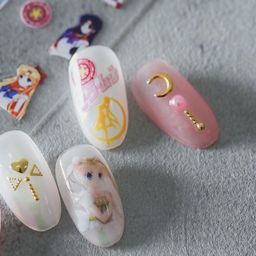 AUGUSTINA Agustina Kartun Stiker Kuku Teko Lucu Shell Love Bunga DIY Dekorasi Nail Art