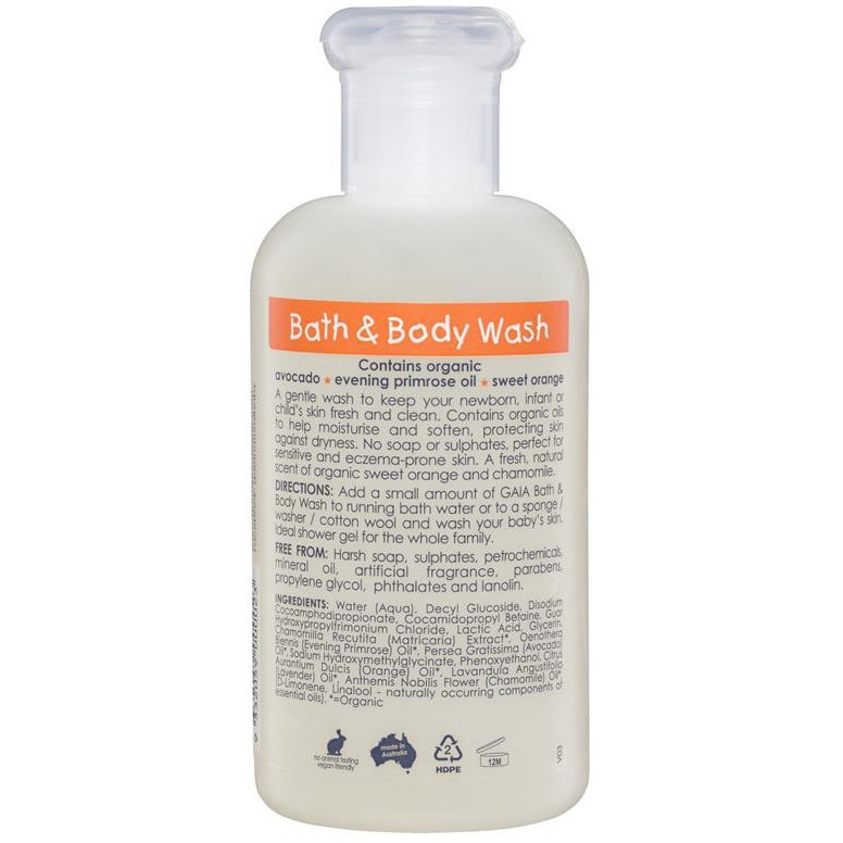 GAIA Natural baby Bath &amp; Body Wash 250ml 114100