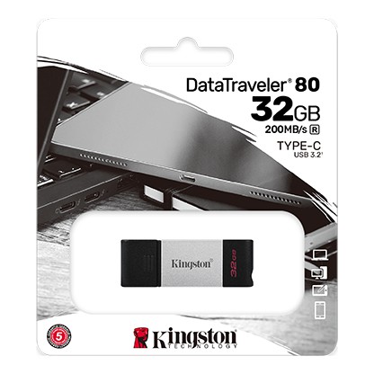 Kingston FlashDisk Data Traveler DT80 OTG 32GB USB-C Drive 32 GB