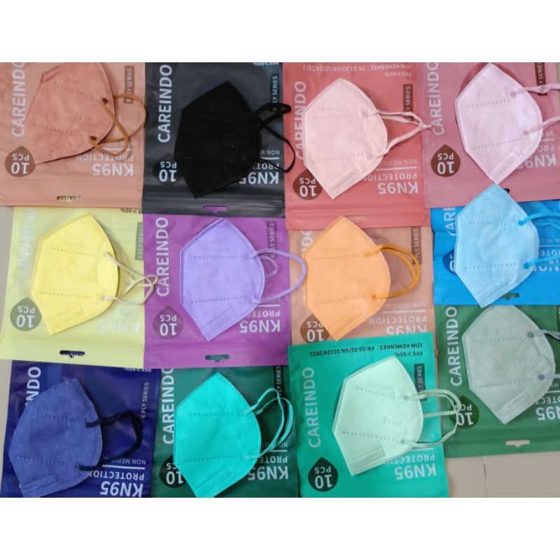 Masker KN95 Careindo 12 Pcs Masker KN95 6 Ply Warna Pastel (warna sudah mix 12warna)