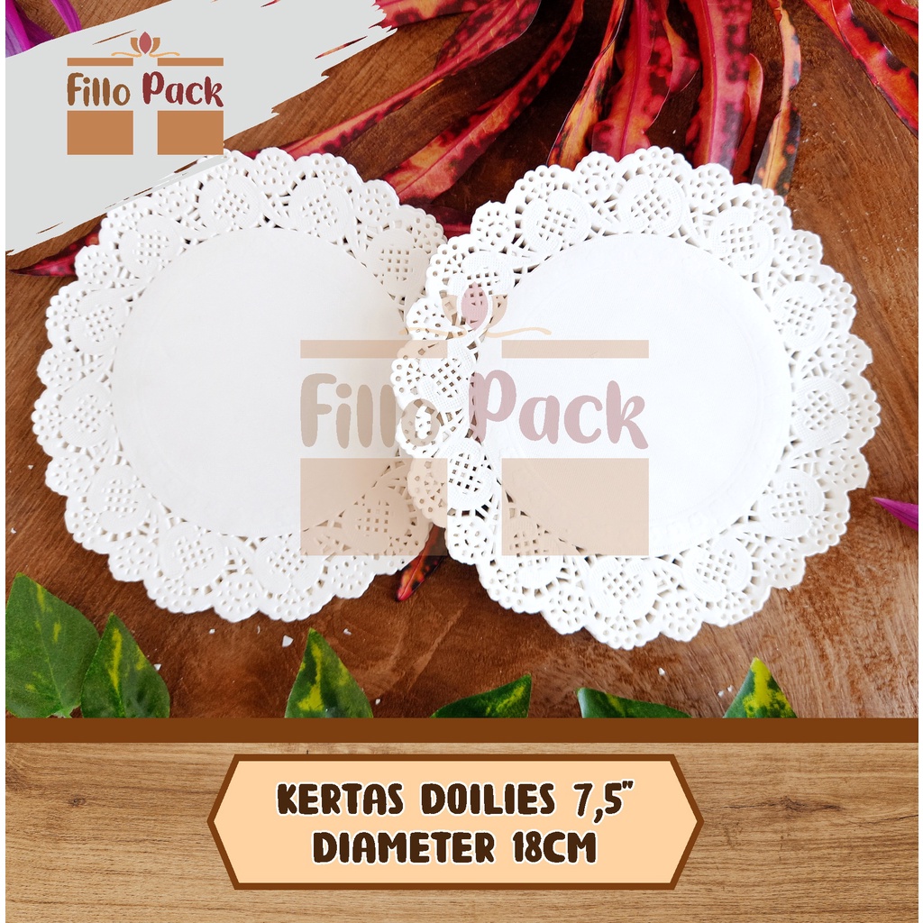 

Kertas Doilies 7,5 (diameter 18,5 cm)/doily paper/kertas alas kue/kertas renda/alas toples (20 lembar)