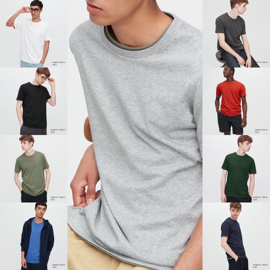 KAOS UNIQLO T-Shirt Dry Warna Crew Neck Lengan Pendek UNIQLO ORIGINAL / KAOS POLOS UNIQLO PRIA / KAO