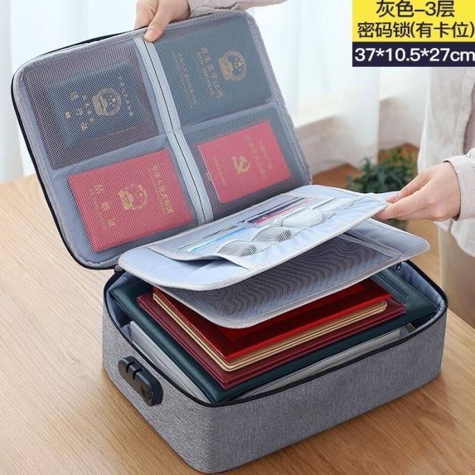 

BISA BAYAR DITEMPAT Tas Dokumen Koper Dokumen Box Travel bag dengan 3 Digit Password - Abu-abu OBRAL