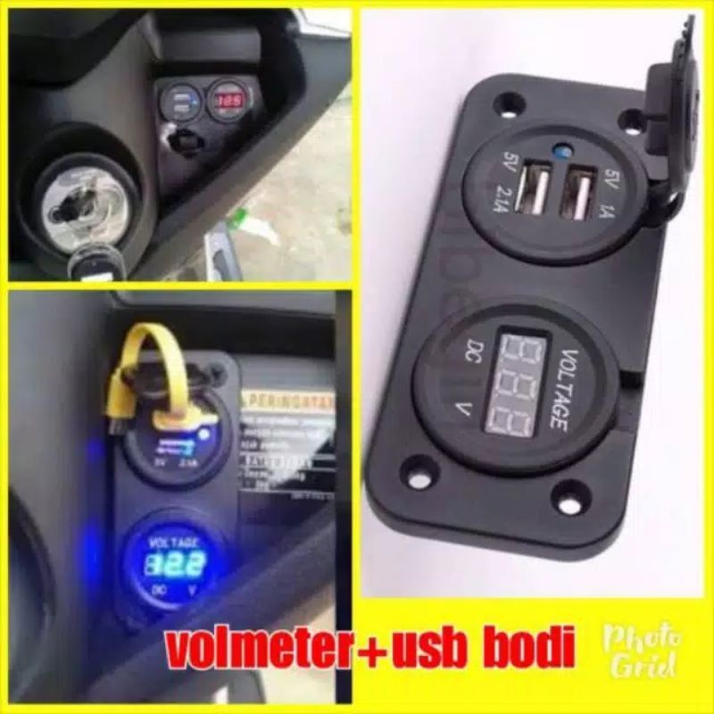 Voltmeter Charger HP Double USB Nmax PCX Lexi Universal