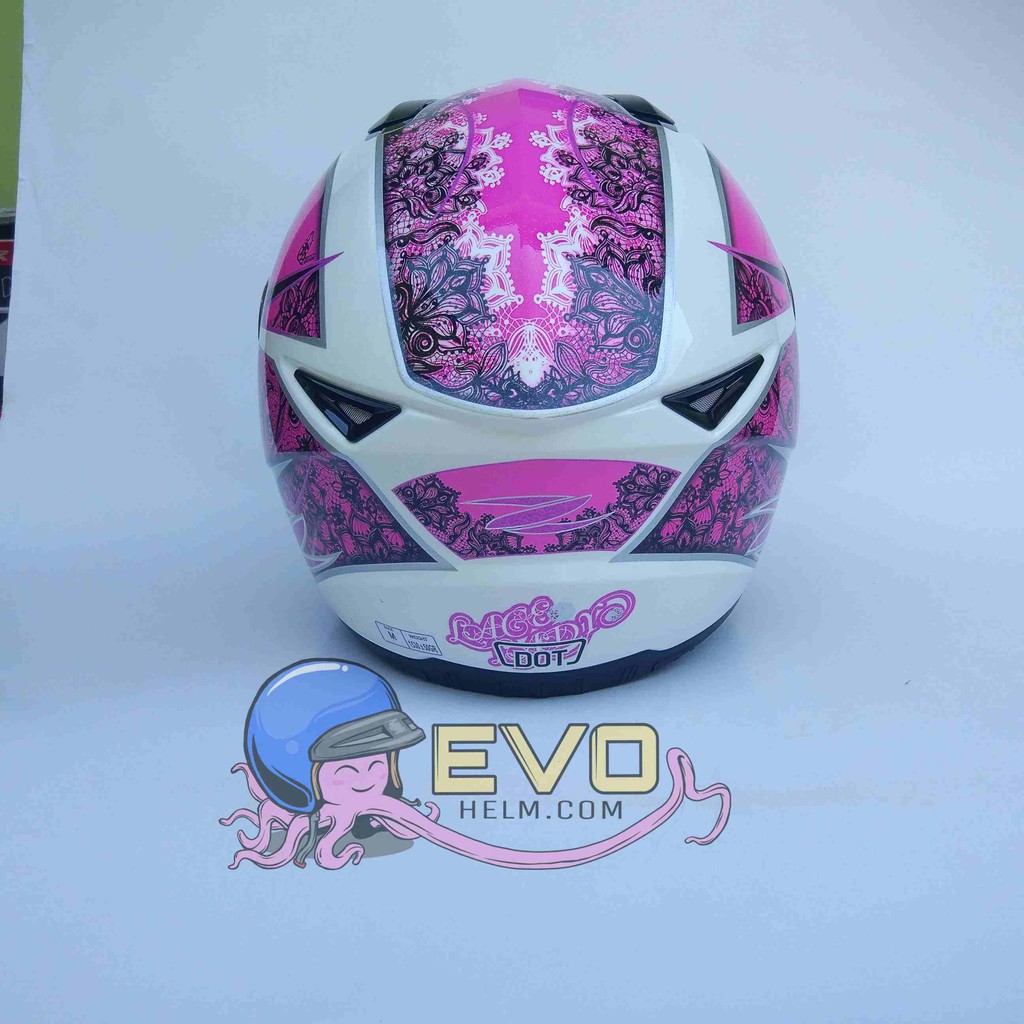 HELM ZEUS FULL FACE WHITE AL9 PURPLE - FREE SMOKE VISOR ZEUS ORIGINAL ( ONGKIR 2KG )